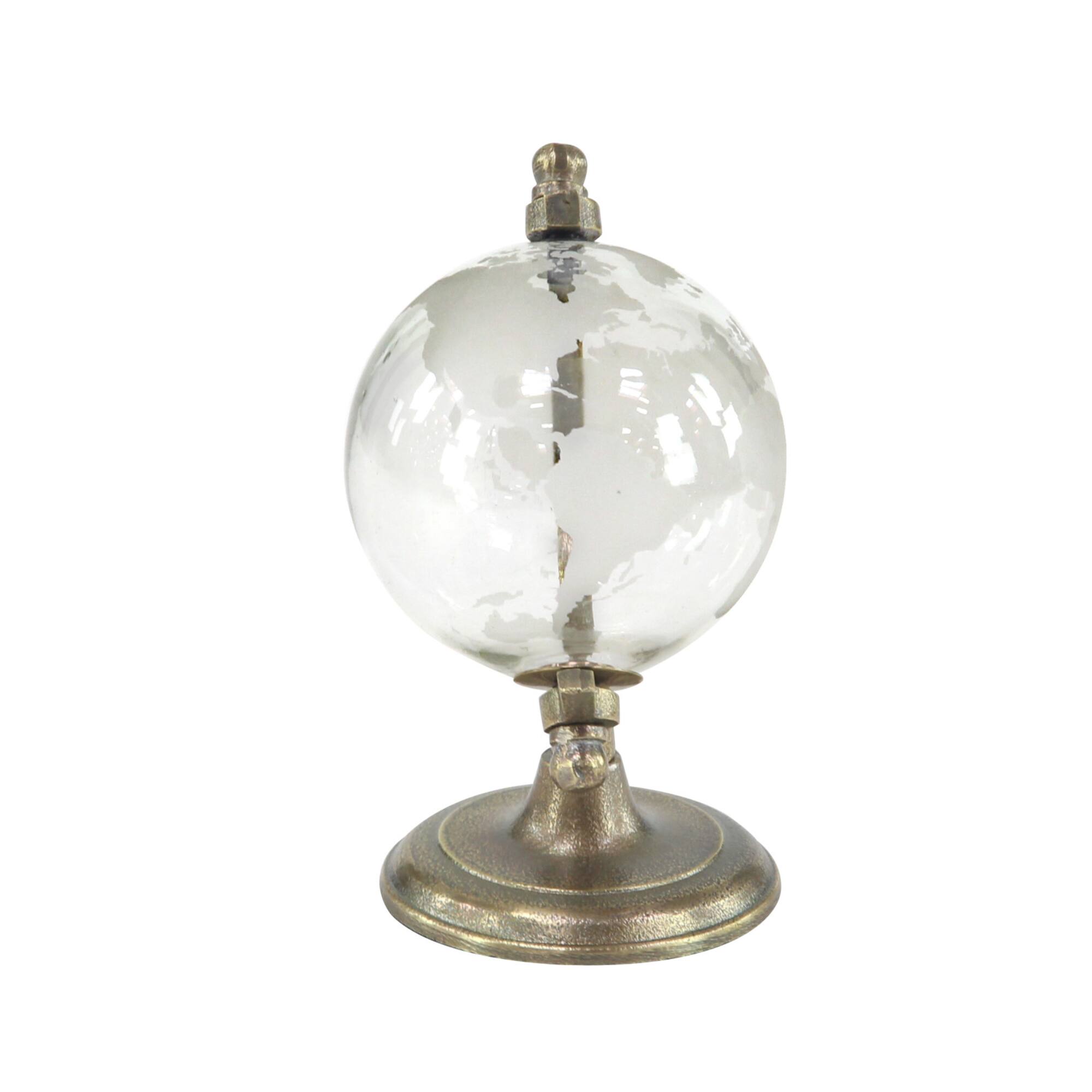 9" Contemporary White Glass Globe with Aluminum Base